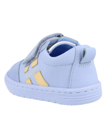 Zapato Blanditos Barefoot Dos Velcros Puntera Azules para Niño
