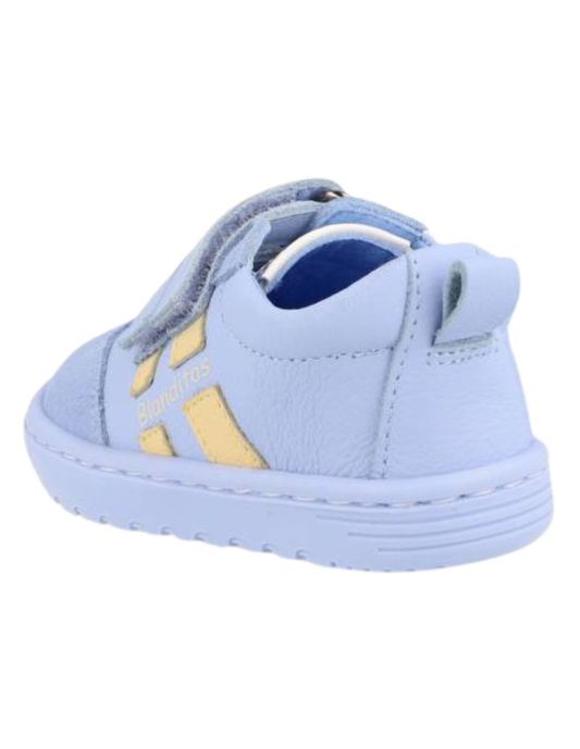 Zapato Blanditos Barefoot Dos Velcros Puntera Azules para Niño