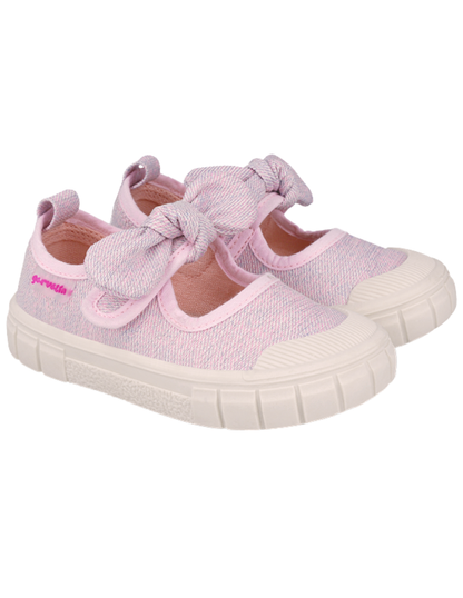 Merceditas Garvalin en Lona Rosa con Moño para Niña