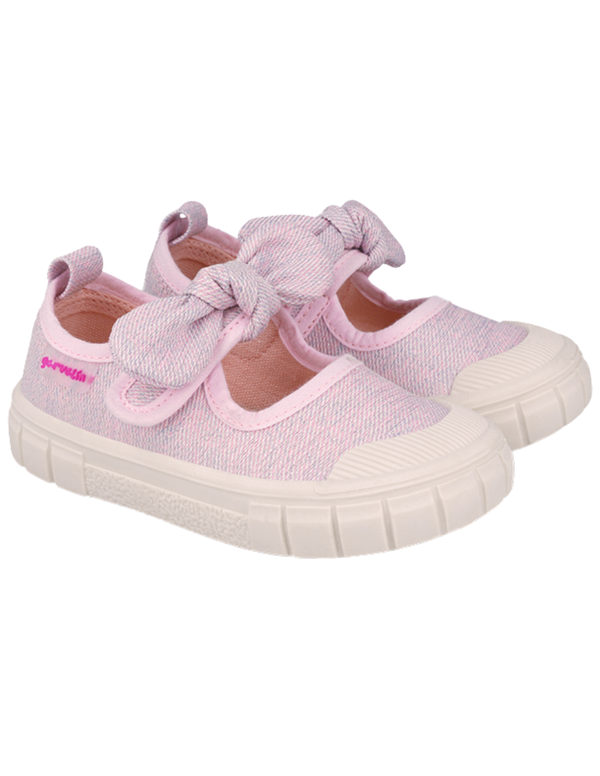 Merceditas Garvalin en Lona Rosa con Moño para Niña