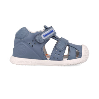 Sandalia Niño Piel Azul con Doble Velcro - BIOMECANICS