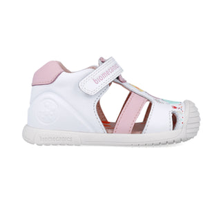 Sandalia Niña Piel Beige con Velcro - BIOMECANICS