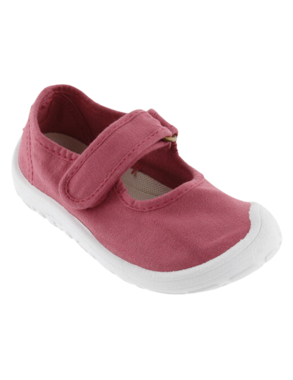 Merceditas Barefoot Victoria Frambuesa de Lona con Velcro para Niña