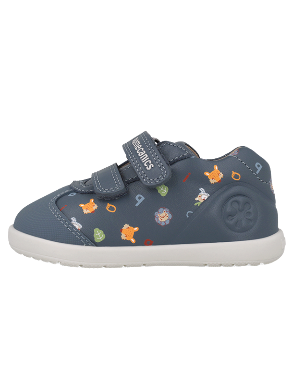 Zapato Biomecanics Wider Doble Estampado Con Velcro Azules para Niño