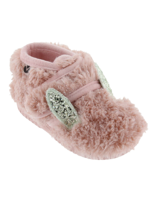 Pantufla Victoria Rosa con Orejas y Glitter para Niña