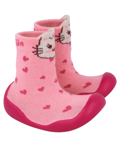 Calcetin Con Suela Garvalin Rosa Para Niña