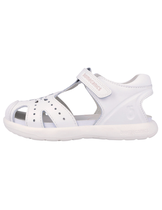 Sandalia Biomecanics Blanco con Puntera/Calada y Velcro para Niña