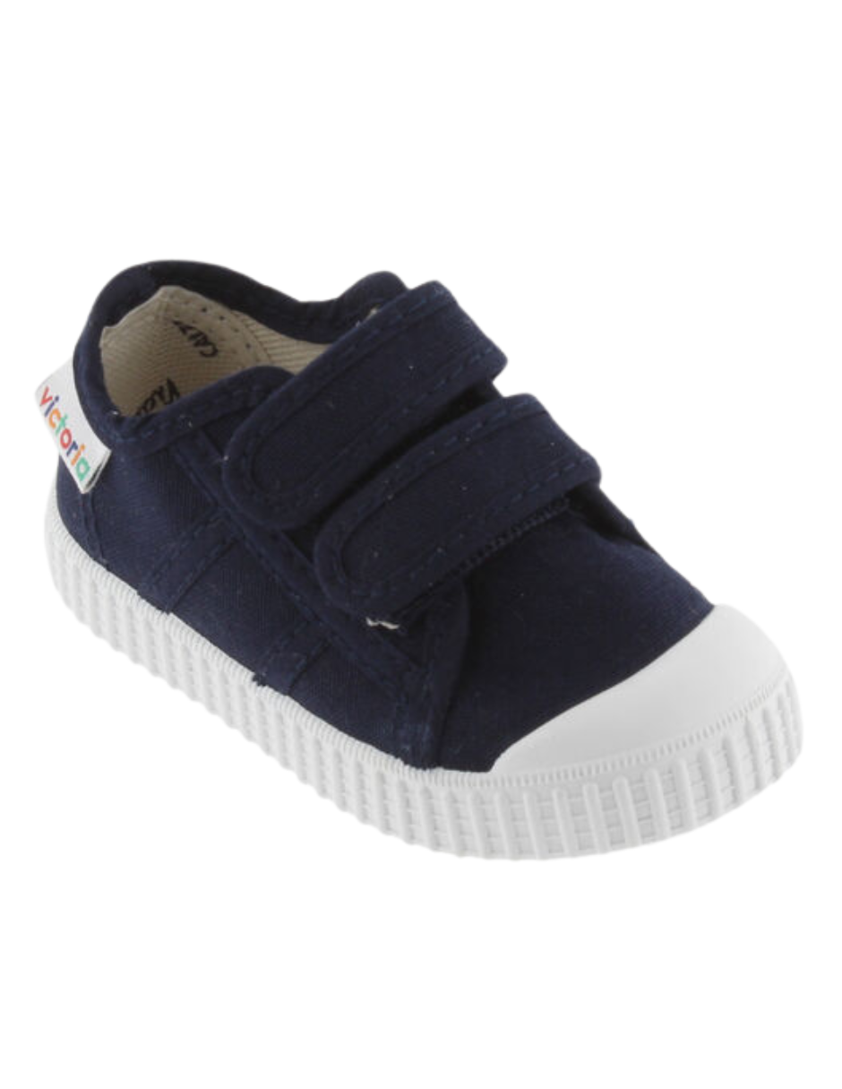 Zapato Victoria Dos Velcros Lona Basket Azul Marinos para Niño