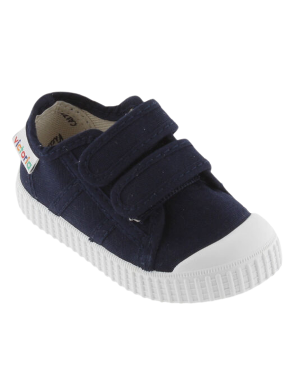 Zapato Victoria Dos Velcros Lona Basket Azul Marinos para Niño