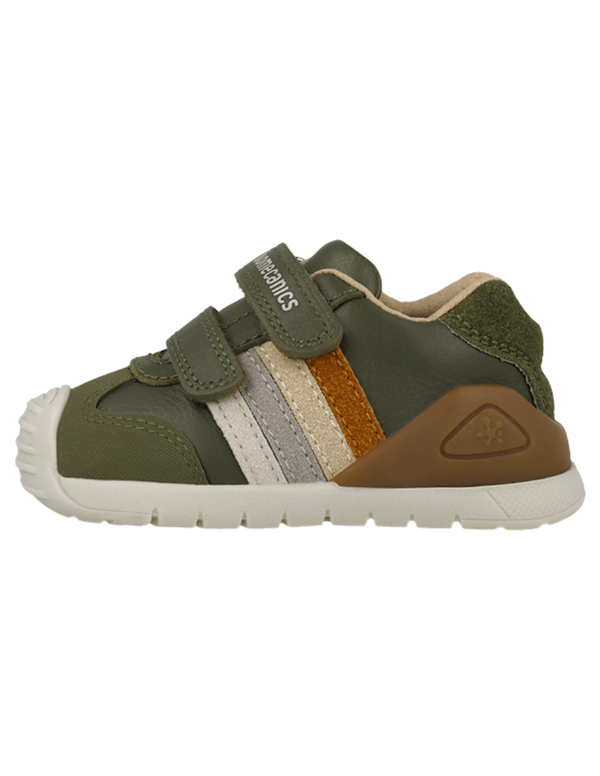 Zapato Biomecanics Botin Doble Franjas Con Velcro Verdes para Niño