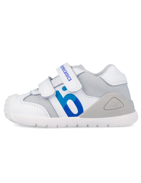 Zapato Biomecanics Blanco-Azul con Dos Velcros B para Bebé