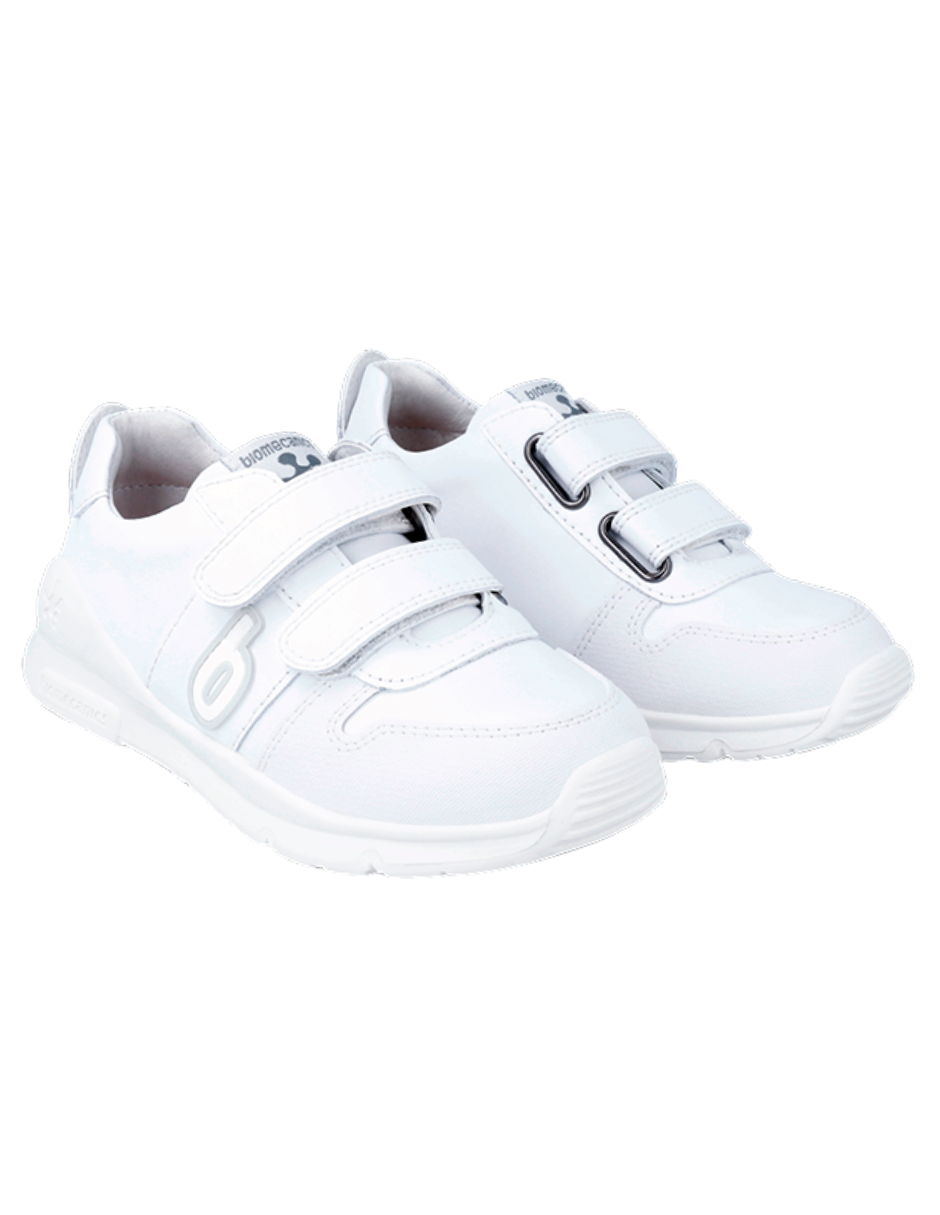 Zapato Biomecanics Deportivo Basico Dos Velcros Blancos para Niños(Unisex)