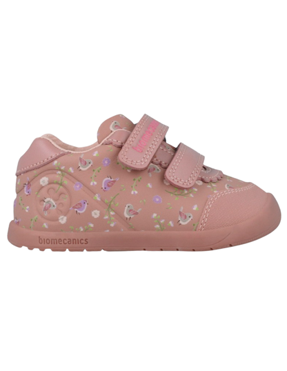 Zapato Barefoot Biomecanics Rosa con Flores para Bebe