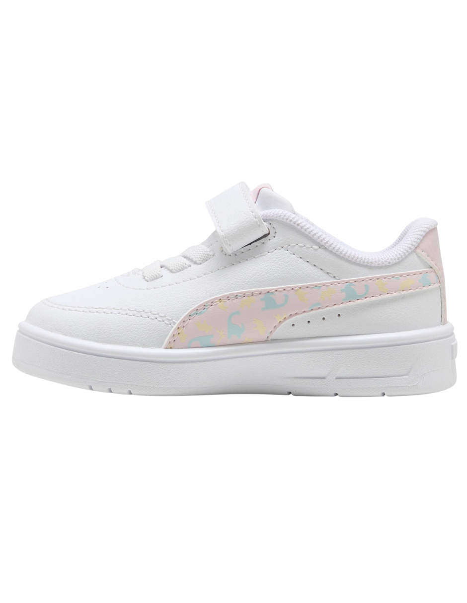 Tenis Puma Court Classic Clean Dino AC+ Inf Blancos para Niña