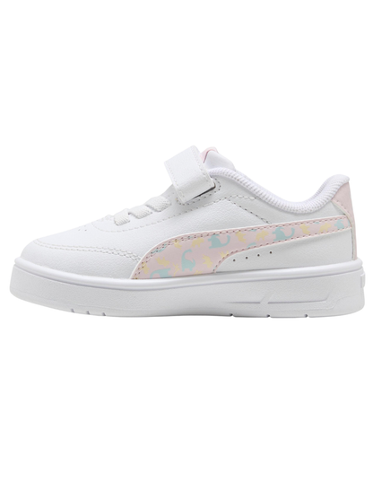 Tenis Puma Court Classic Clean Dino AC+ Inf Blancos para Niña