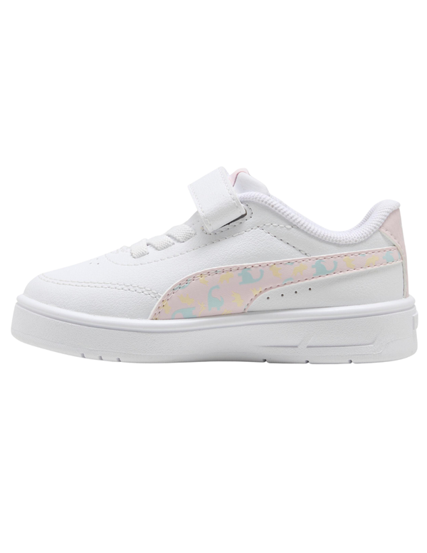 Tenis Puma Court Classic Clean Dino AC+ Inf Blancos para Niña