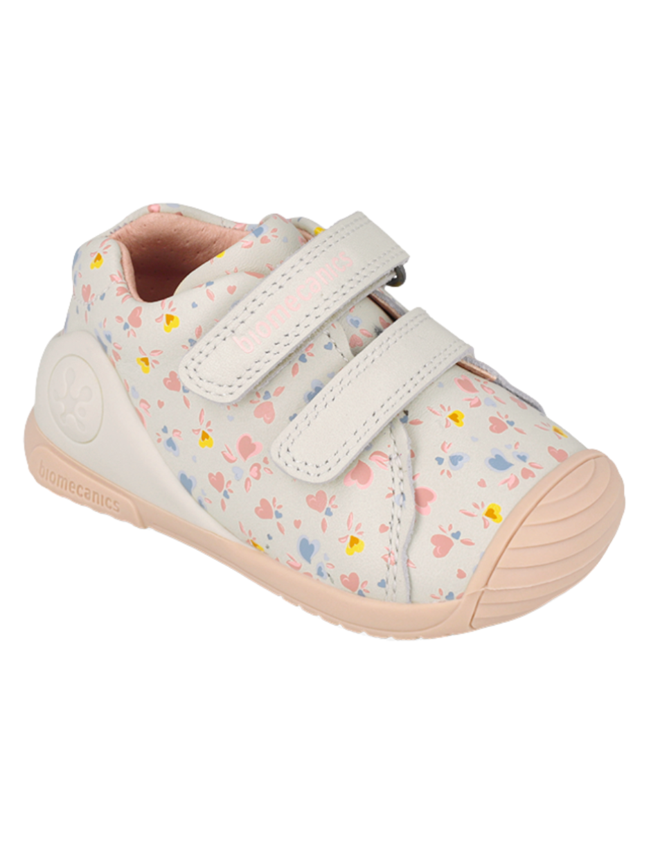 Zapato Biomecanics Botin Estampado Dos Velcros Blancos para Niña