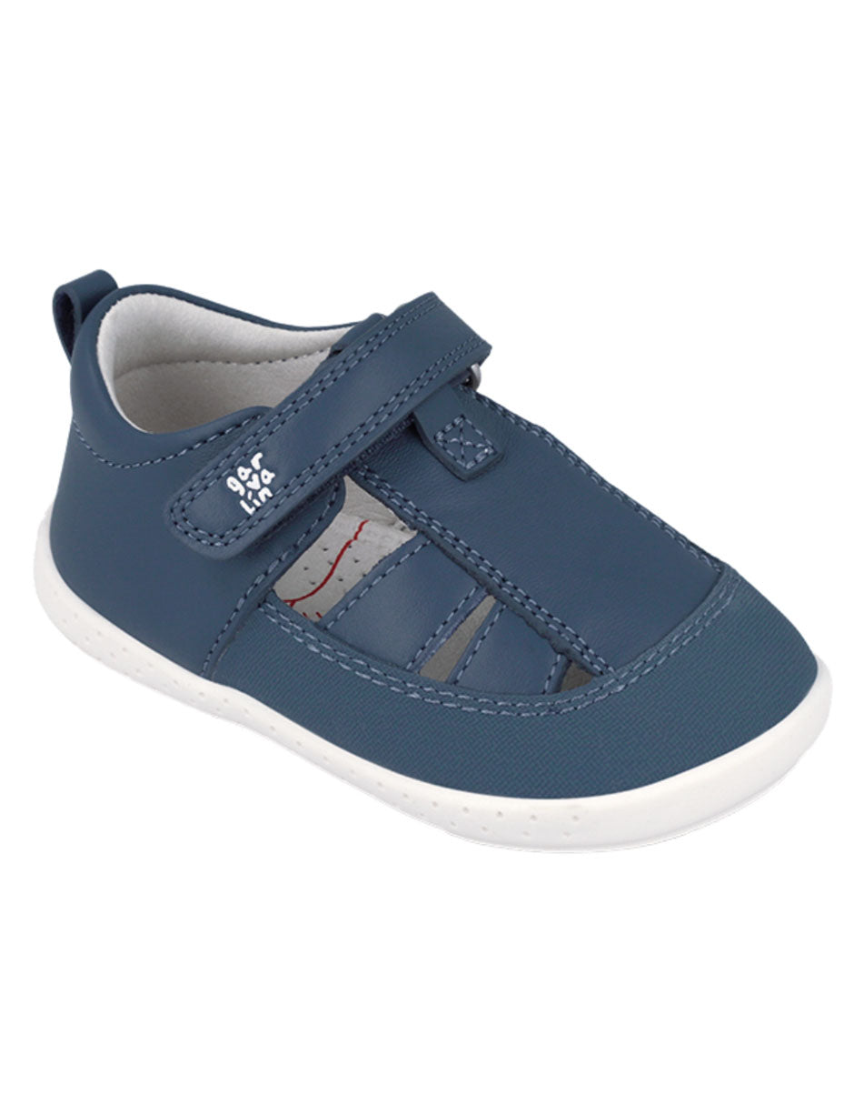 Sandalia Barefoot Garvalin Con Velcro Petrol para Niño