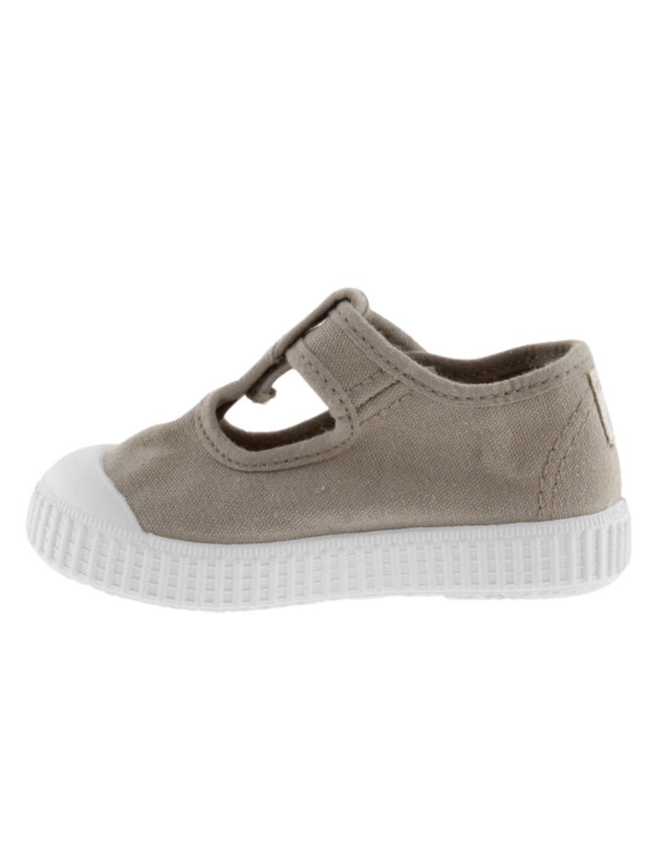 Zapato Victoria Lona Tintada Con Velcro Beige para Niño