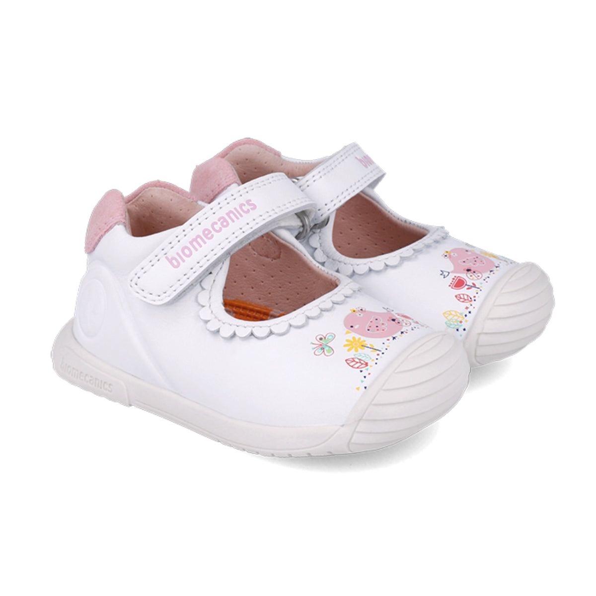 Zapato Mercedes Blanco con Velcro -BIOMECANICS
