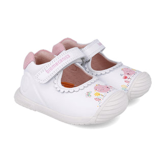 Zapato Mercedes Blanco con Velcro -BIOMECANICS