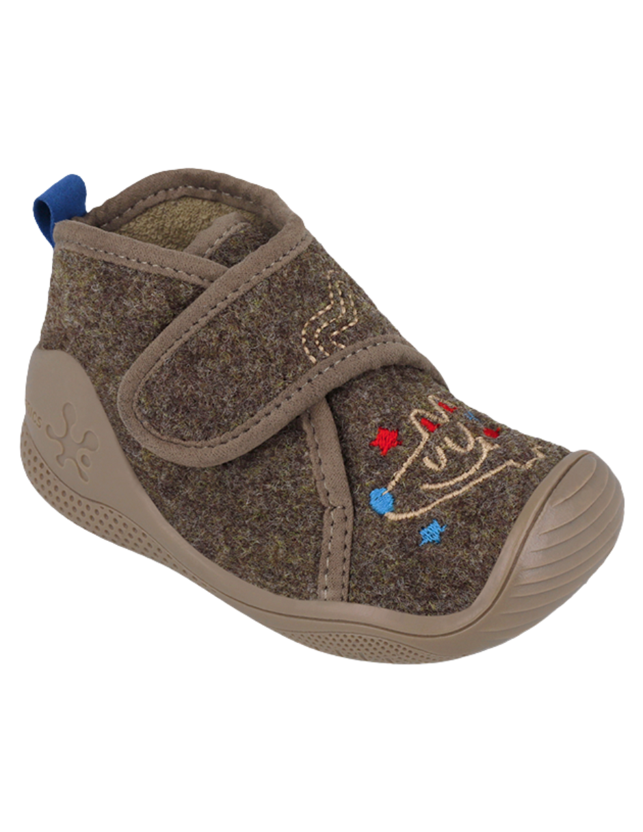 Pantufla Biomecanics Velcro Mascotas Fieltro Cafés para Niño