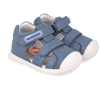 Sandalia Niño Piel Azul con Doble Velcro - BIOMECANICS
