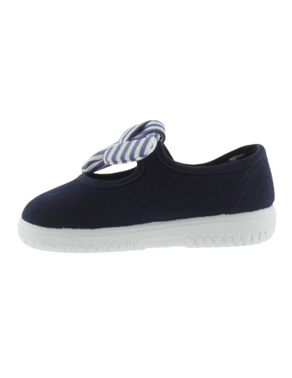 Zapato Victoria Lona Pañuelo Rayas Azul Marinos para Niña
