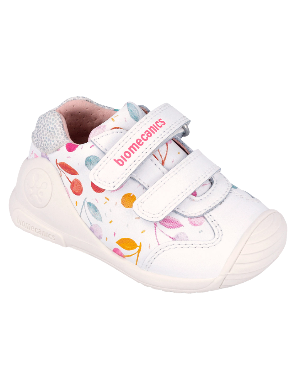 Zapato Biomecanics Blanco Velcro Doble Cerezas para Bebe