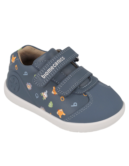 Zapato Biomecanics Wider Doble Estampado Con Velcro Azules para Niño