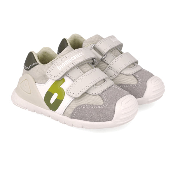 Zapato Niño Doble Velcro Verde y Gris -BIOMECANICS