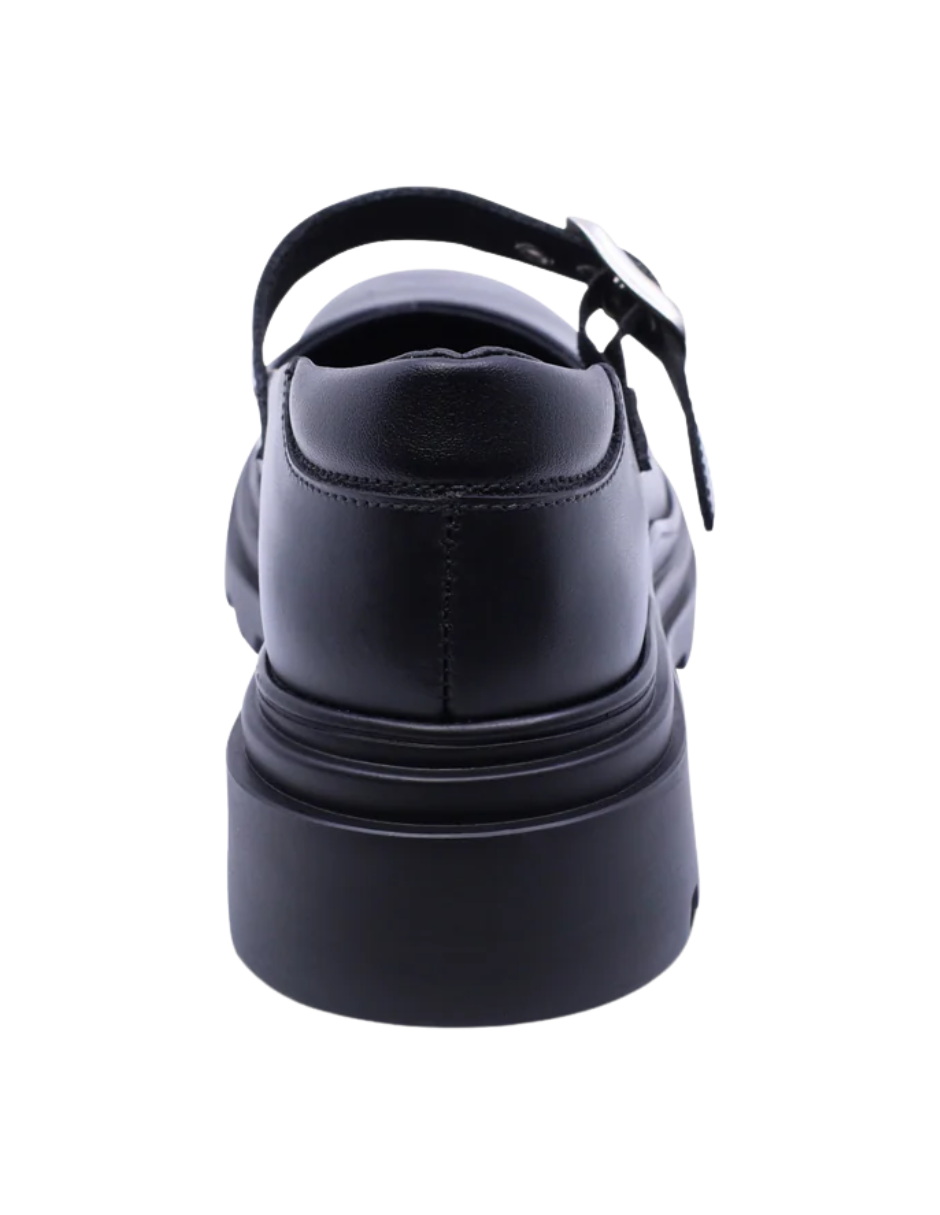 Zapato Coqueta Escolar Hebilla Suela Track Negros para Niña