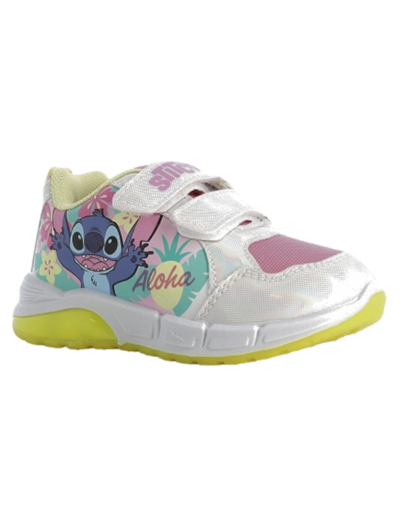 Tenis Georgie Boy Blanco Fucsia Diseño Stitch con Luces para Niña