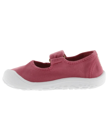 Merceditas Barefoot Victoria Frambuesa de Lona con Velcro para Niña