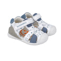 Sandalia Niño Con Velcro Blanco y Azul BIOMECANICS
