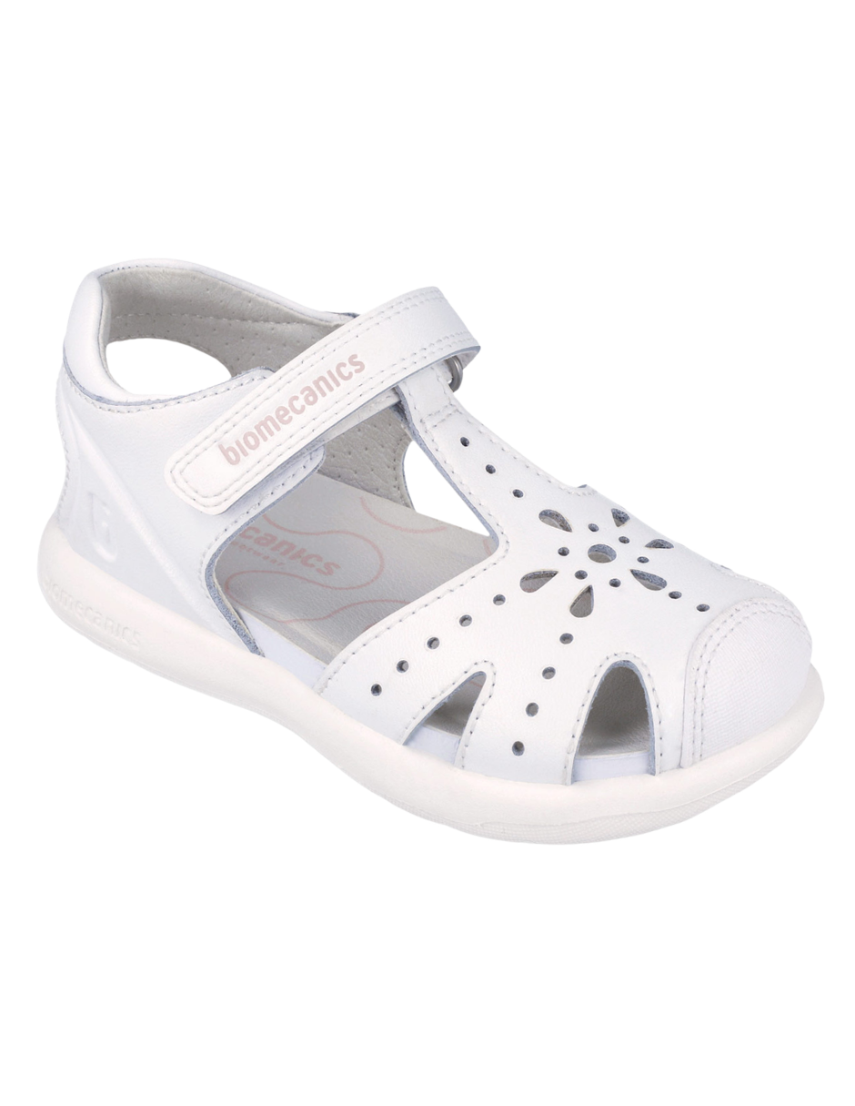 Sandalia Biomecanics Blanco con Puntera/Calada y Velcro para Niña