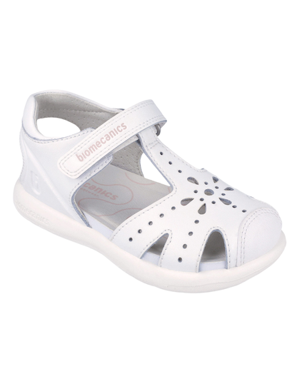 Sandalia Biomecanics Blanco con Puntera/Calada y Velcro para Niña