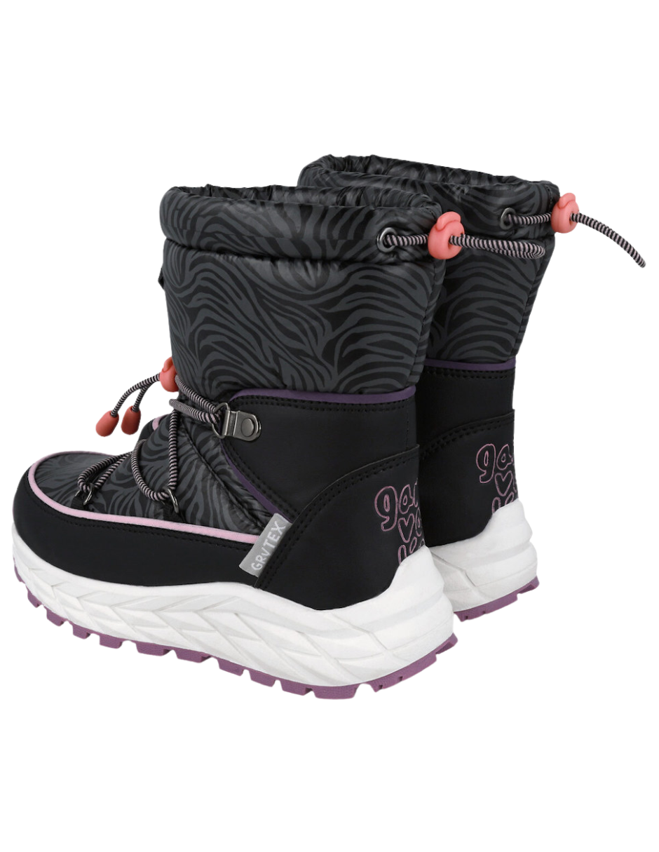 Bota Garvalin Negro Para Nieve Con Cintas Para Niña