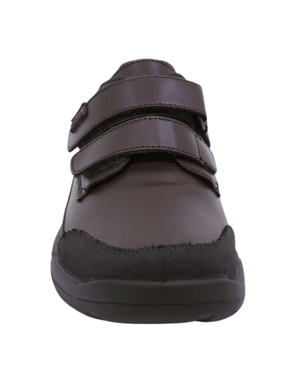 Zapato Coqueta Escolar Dos Velcros Puntera Cafés para Niño