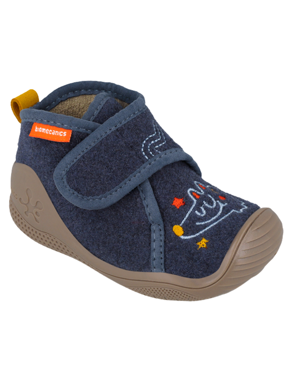 Pantufla Biomecanics Velcro Mascotas Fieltro Azules para Niño