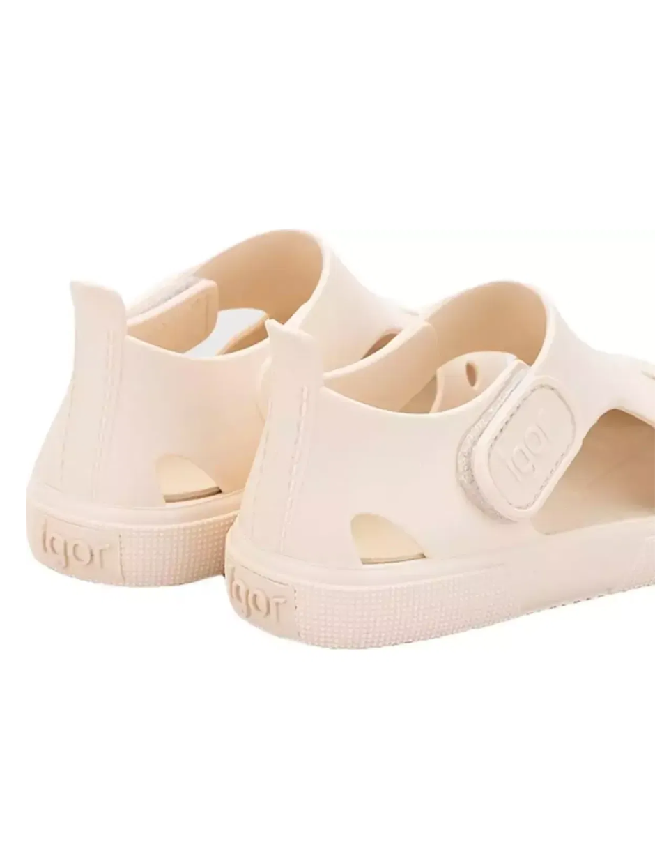 Sandalia Igor Sport Con Velcro Marfil para Niña