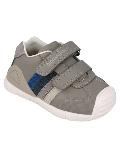Zapato Biomecanics Botin Doble Franjas Con Velcro Grises para Niño