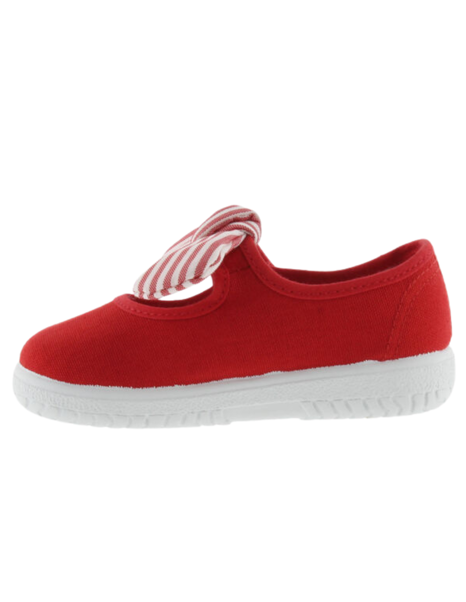 Zapato Victoria Lona Pañuelo Rayas Rojos para Niña