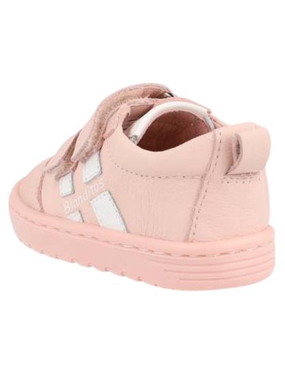 Zapato Blanditos Barefoot Dos Velcros Puntera Rosas para Niña