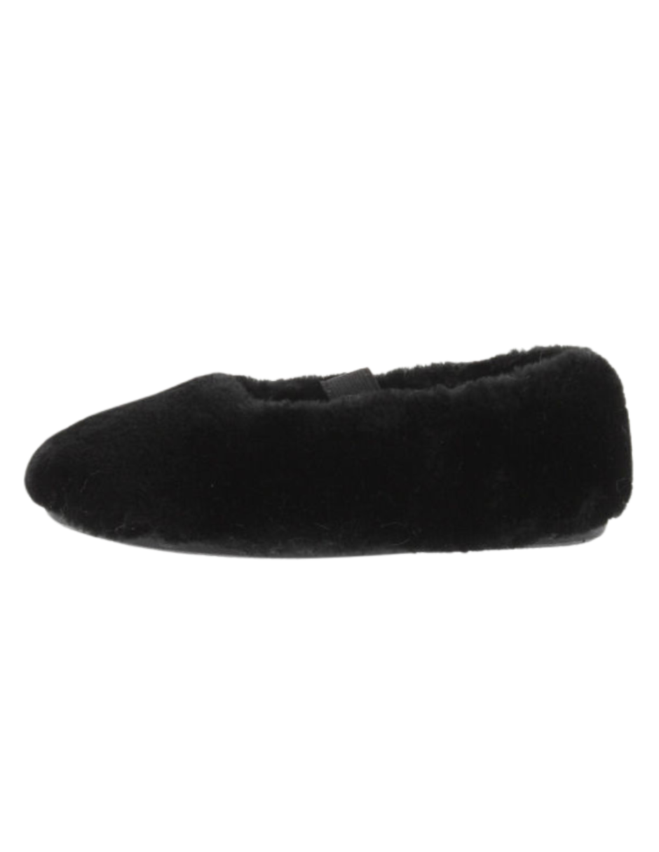 Pantufla Victoria Negro con Pelo y Resorte para Niña