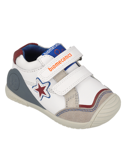 Zapato Biomecanics Botin Doble Estrella Con Velcro Blancos para Niño