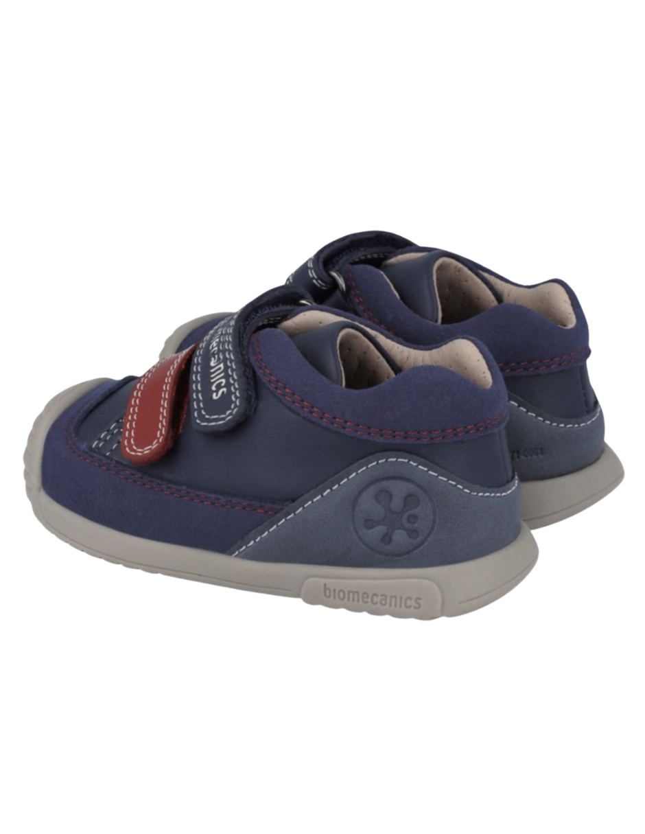 Zapato Biomecanics Azul Marino de Botin Bicolor con Dos Velcros para Bebe