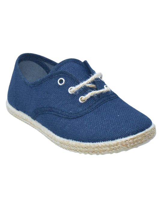 Zapato Pekis Lona Cordones yute linus Azul Marinos para Niño