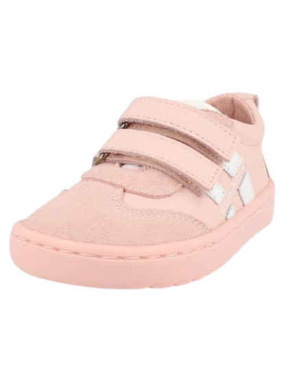 Zapato Blanditos Barefoot Dos Velcros Puntera Rosas para Niña