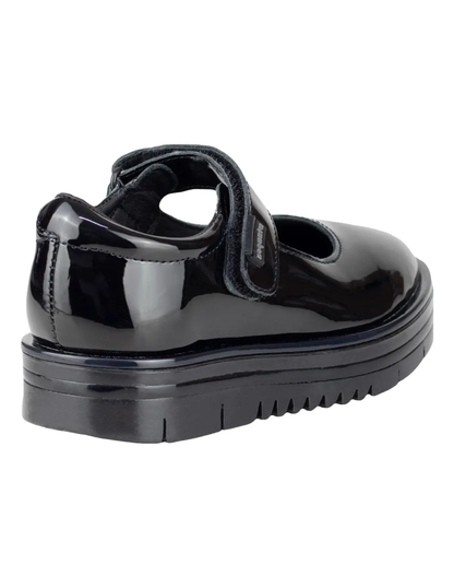 Zapato Coqueta Escolar Charol Con Velcro Negros para Niña